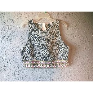Tribal Print Embroidered Crop Blouse